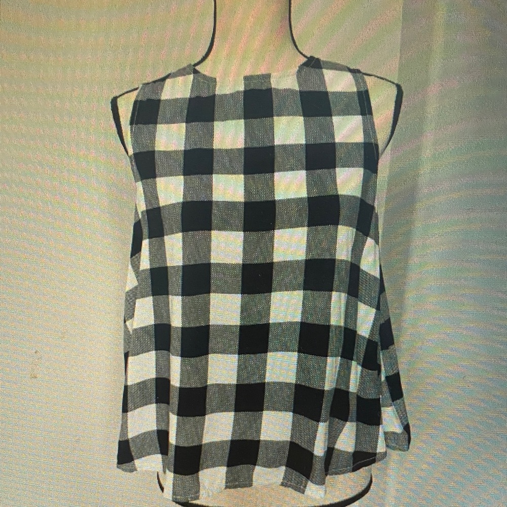Classic Black and White Gingham Sleeveless Top